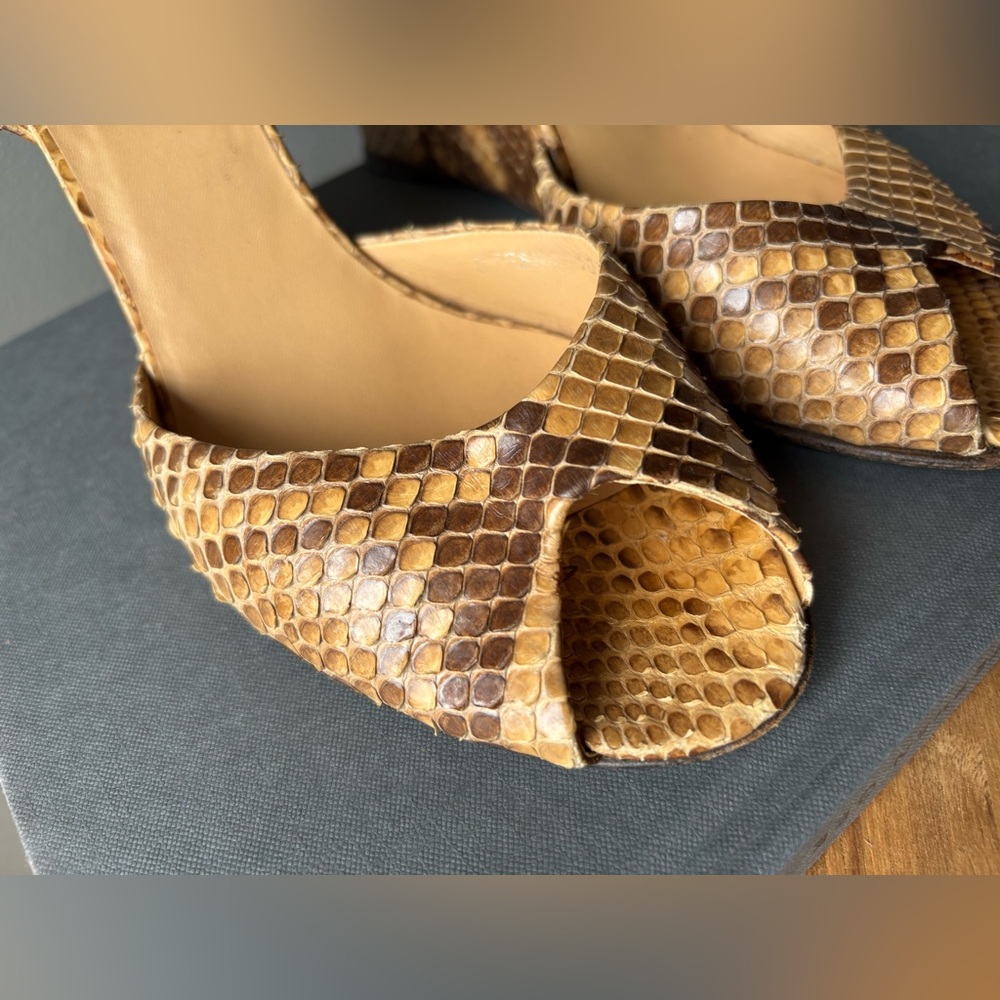 Ralph Lauren Collection Python Peep-Toe Wedge Wit… - image 4